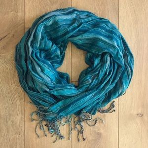 Turquoise & silver striped scarf